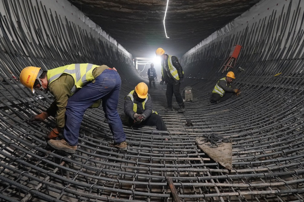Construction underway at Hongmiao Station on Beijing Subway line 22 connecting Beijing, Hebei