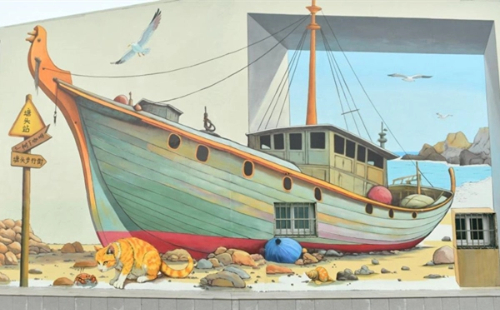 Zhoushan's wall artist brings coastal charm to life
