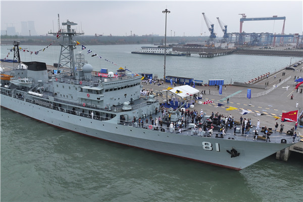 PLA's first oceangoing training ship anchors in Taicang