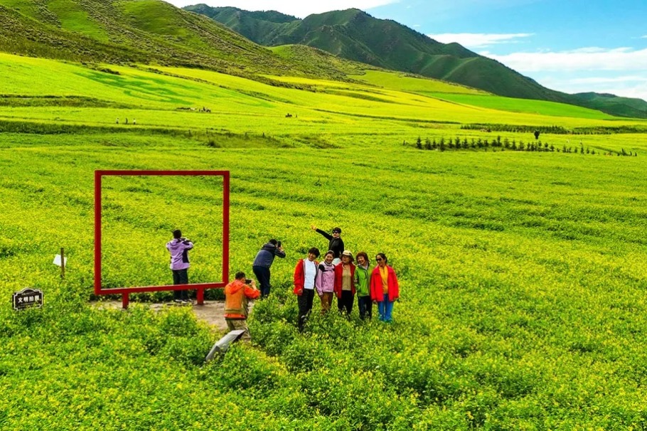 Biandukou's golden sea of rapeseed blossoms welcomes visitors
