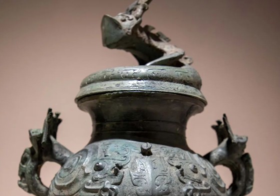 Bronze wine container from 3,000 years ago decorated with dragon motifs